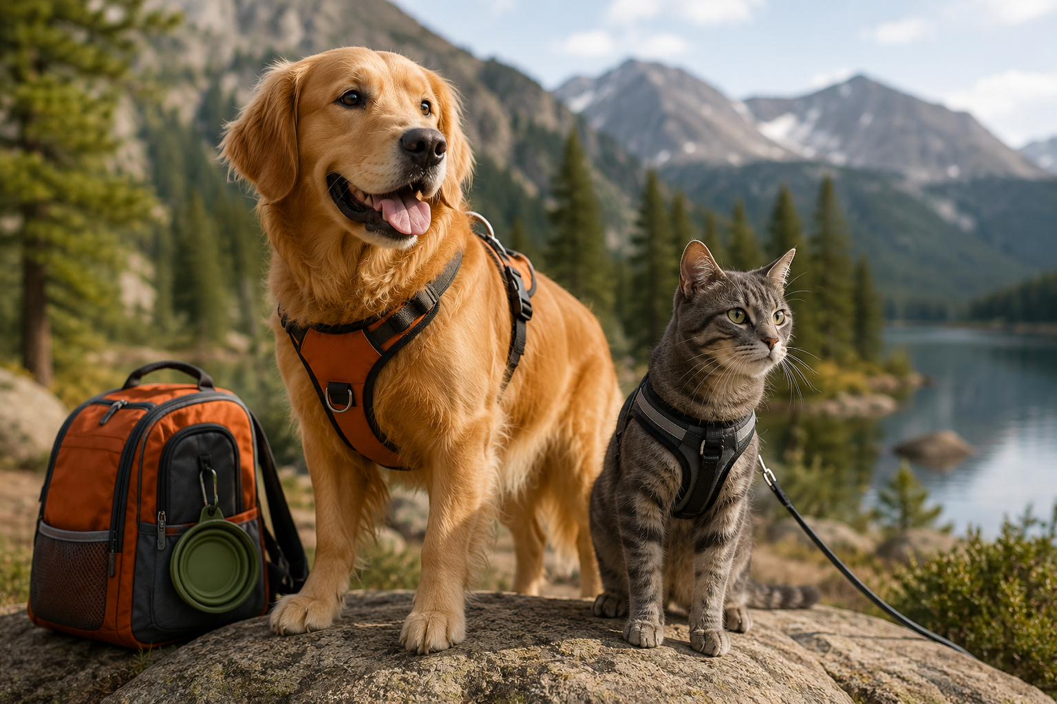 Durable dog car safety harness and portable pet water bottle set for secure travel and hydration during outdoor adventures - PetVibe™ Adventure Gear.