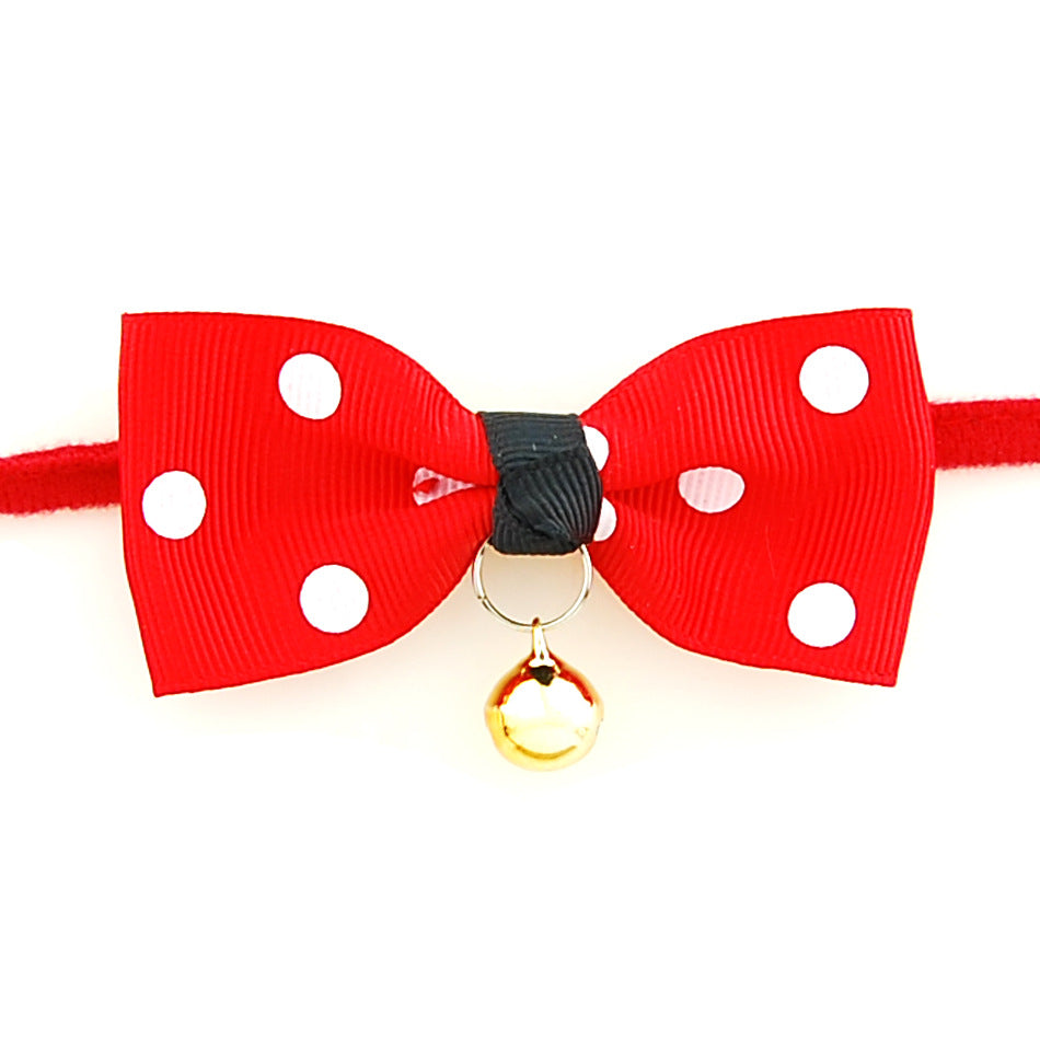PetVibe™ polka-dot party bow collar on a small dog, featuring a colorful and stylish accessory with a playful polka-dot pattern.