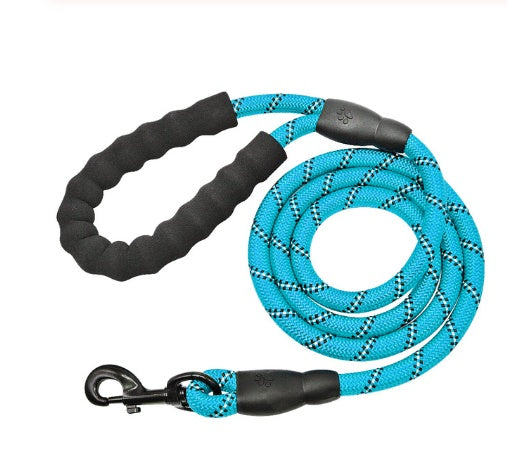Reflective rope dog leash with padded comfort handle by PetVibe™, perfect for walking your pet safely at night.