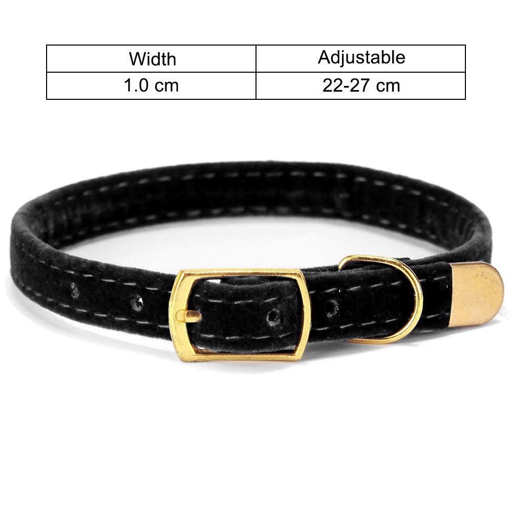PetVibe™ Classic silk-touch cat collar with golden safety bell, featuring a soft, shiny finish and secure buckle.