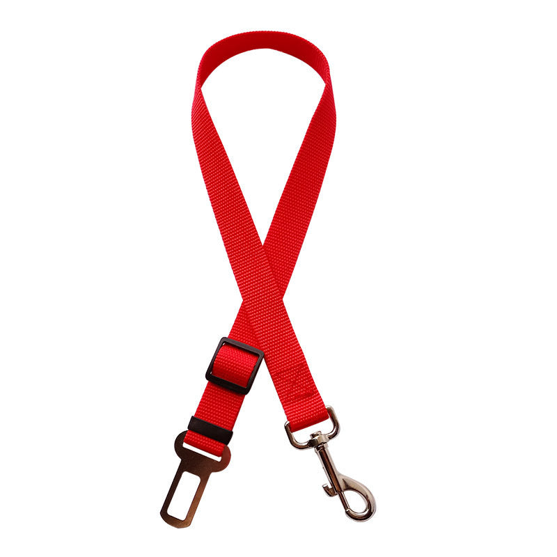 PetVibe™ universal adjustable pet car safety seat belt attached to a car seat, ensuring secure travel for dogs and cats.