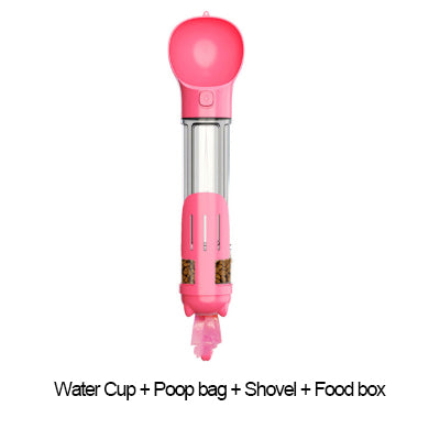 PetVibe™ 4-in-1 Adventure Bottle with water, food container, and cleanup tools for pets, compact travel pet kit.