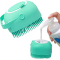 PetVibe™ 2-in-1 silicone pet bath brush and shampoo massager in blue, with textured surface for gentle cleansing.