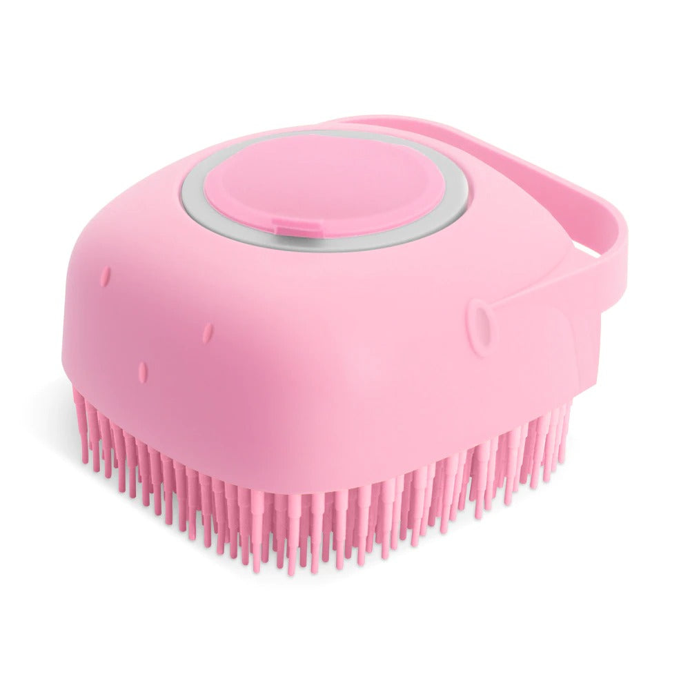 PetVibe™ 2-in-1 silicone pet bath brush and shampoo massager with soft bristles, designed for gentle, effective pet bathing.