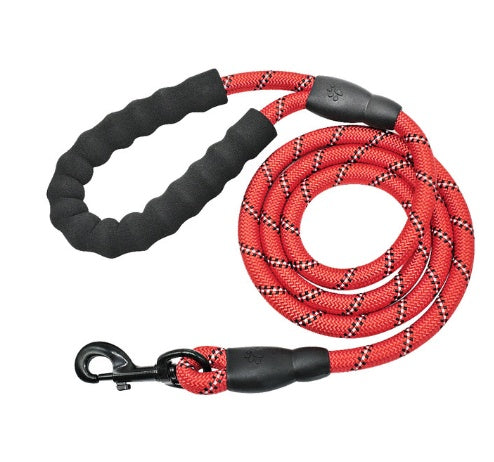 Reflective rope dog leash with padded comfort handle from PetVibe™, ideal for nighttime walks and secure control.