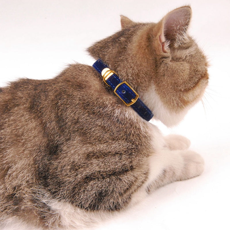 PetVibe™ Classic silk-touch cat collar with a golden safety bell and adjustable strap, designed for comfort and safety.