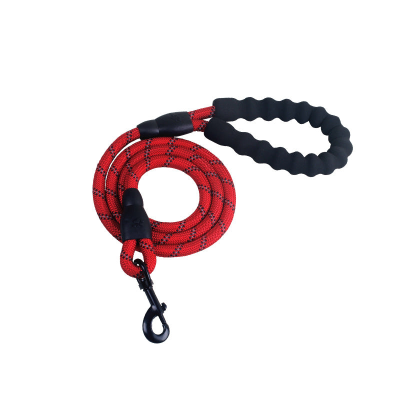 Reflective rope dog leash with padded comfort handle by PetVibe™, featuring a sturdy design for safe walks.