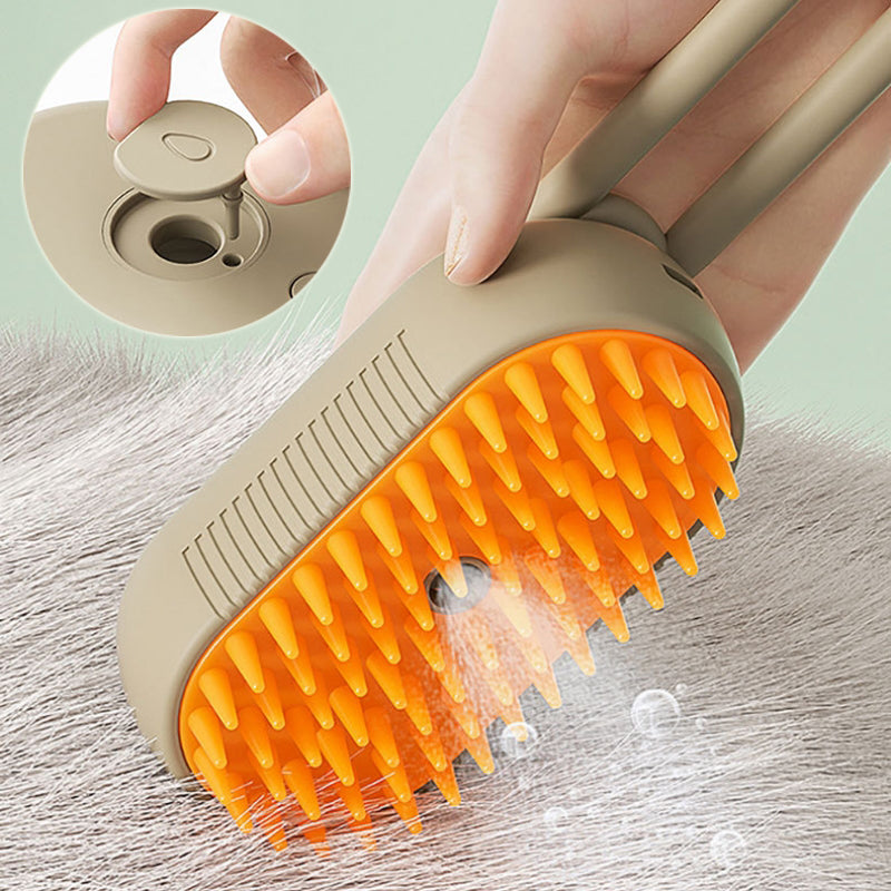 Electric cat and dog steam brush with massage and hair removal comb, 3-in-1 pet grooming brush with spray function.