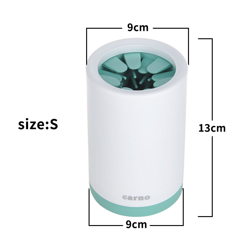 Portable silicone bristle muddy paw cleaner cup for washing pets' paws easily and effectively.