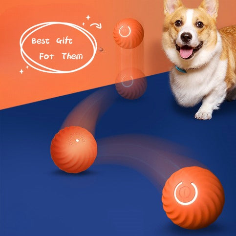 PetVibe™ heavy-duty textured rubber fetch ball, a durable dental health toy for dogs, visible with textured surface and bright color.