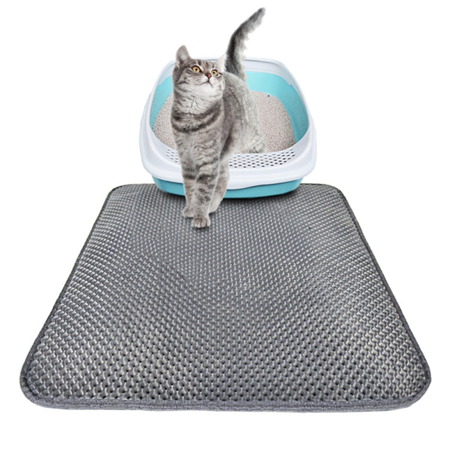PetVibe™ double-layer waterproof litter trapping mat with honeycomb design, featuring a durable, easy-to-clean surface for pet litter control.