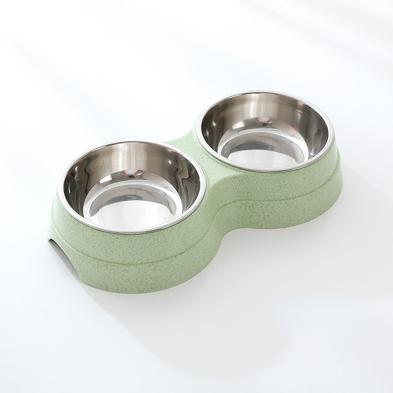 PetVibe™ double stainless steel feeding station with hygienic, non-slip bowls for pets, shown on a clean surface.