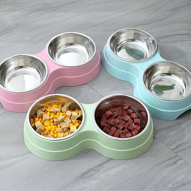 PetVibe™ double stainless steel feeding station with hygienic non-slip bowls and sturdy frame for pets.