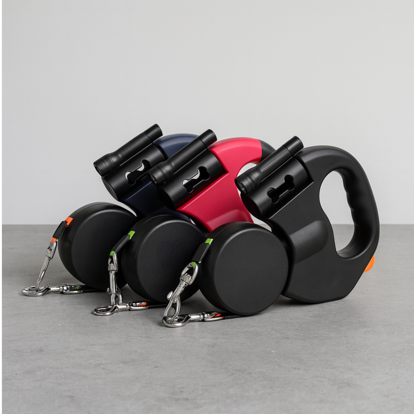 PetVibe™ 2-in-1 Dual Retractable Dog Leash with Built-In LED Light