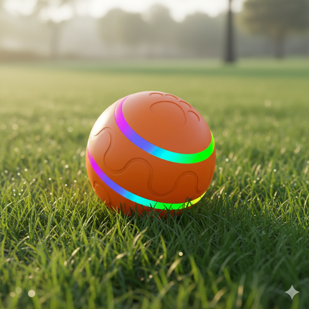 PetVibe™ smart self-rotating cat ball with obstacle avoidance, showing colorful design and interactive features for feline entertainment.