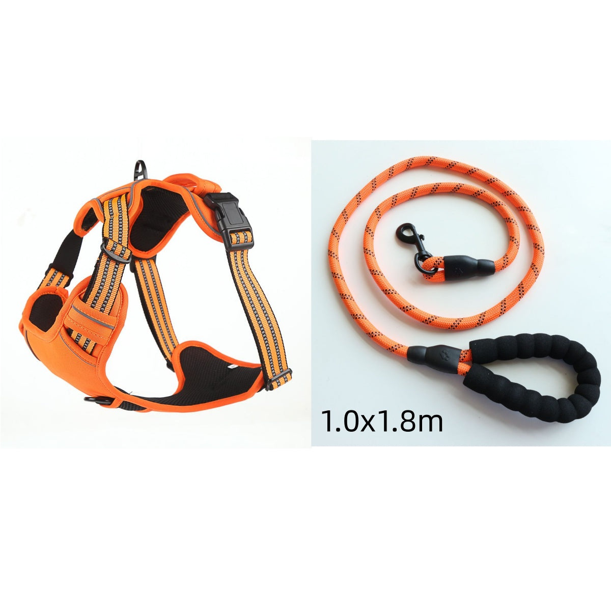 Reflective breathable dog harness with no-pull design, adjustable straps, and safety features for secure outdoor walks.