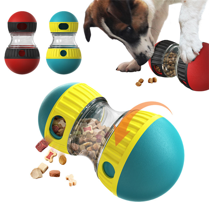 PetVibe™ Smart Tumbler Food Dispenser with interactive puzzle and slow feeder for pets, shown with food inside.