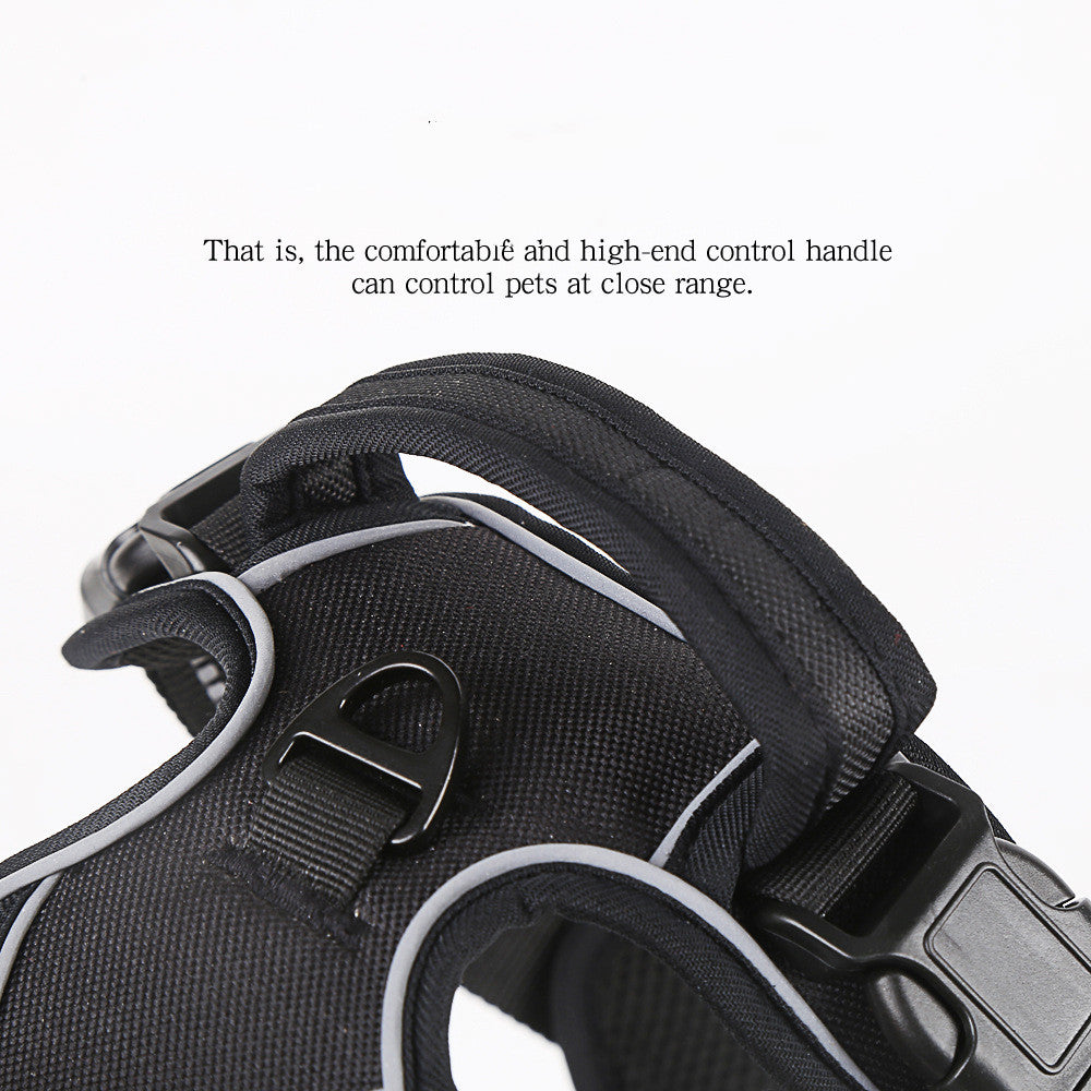 Reflective breathable dog harness with no-pull design, adjustable straps, and safety features for comfortable walks.