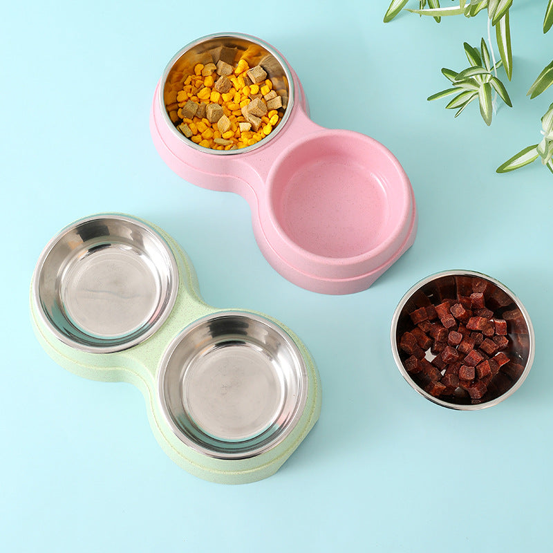 PetVibe™ double stainless steel feeding station with hygienic non-slip bowls for pets, durable and easy to clean.