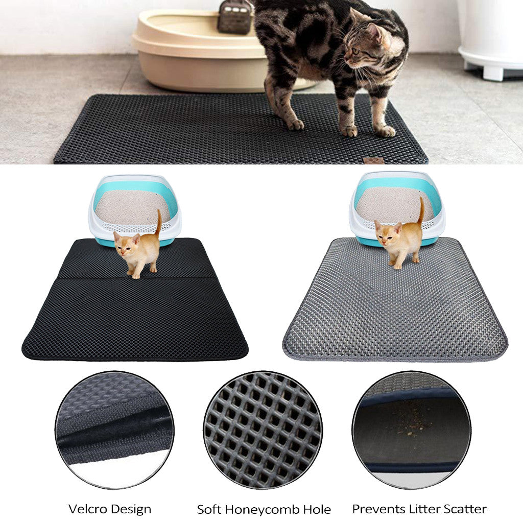 PetVibe™ double-layer litter trapping mat with waterproof honeycomb design, showing the textured surface and raised edges for trapping cat litter.