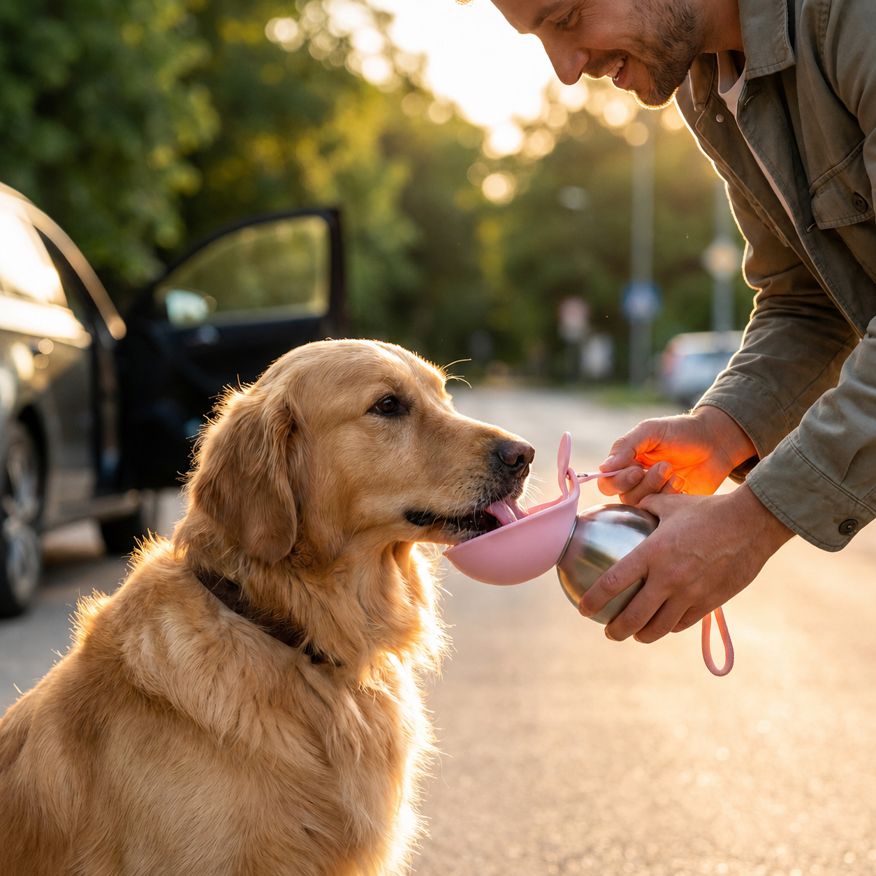 PetVibe™ Insulated Stainless Steel Travel Dog Water Bottle & Bowl